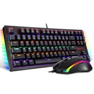 Redragon S113 Gaming Keyboard Mouse Combo Wired Mechanical LED RGB Rainbow Keyboard Backlit with Brown Switches and RGB Gaming Mouse 4200 DPI for Windows PC Gamers