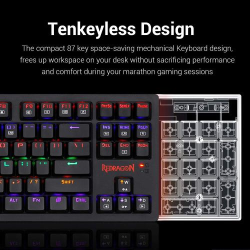  Redragon S113 Gaming Keyboard Mouse Combo Wired Mechanical LED RGB Rainbow Keyboard Backlit with Brown Switches and RGB Gaming Mouse 4200 DPI for Windows PC Gamers