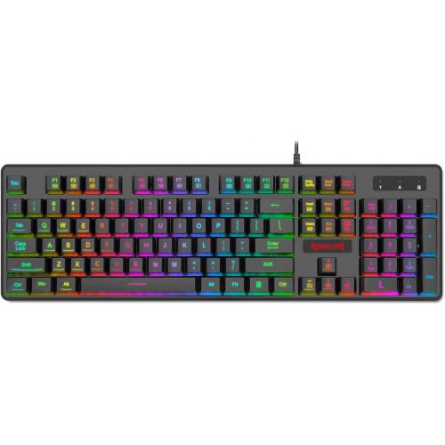  Redragon K509-RGB PC Gaming Keyboard 104 Key Quiet Low Profile RGB Keyboard Backlit Dyaus Mechanical Feel Keyboard for Windows PC (Without Edge Side Light Illumination)