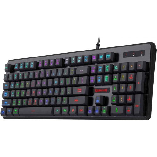  Redragon K509-RGB PC Gaming Keyboard 104 Key Quiet Low Profile RGB Keyboard Backlit Dyaus Mechanical Feel Keyboard for Windows PC (Without Edge Side Light Illumination)