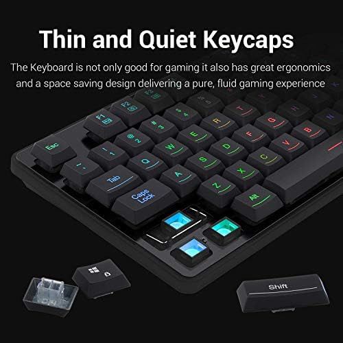  Redragon S107 Gaming Keyboard and Mouse Combo Wired Mechanical Feel RGB LED Backlit Keyboard 3200 DPI Gaming Mouse for Windows PC (Black)