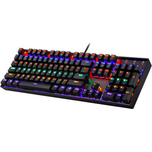  Redragon K551 Mechanical Gaming Keyboard RGB LED Rainbow Backlit Wired Keyboard with Red Switches for Windows Gaming PC (104 Keys, Black)