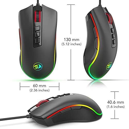  Redragon M711 Cobra Gaming Mouse with 16.8 Million RGB Color Backlit, 10,000 DPI Adjustable, Comfortable Grip, 7 Programmable Buttons