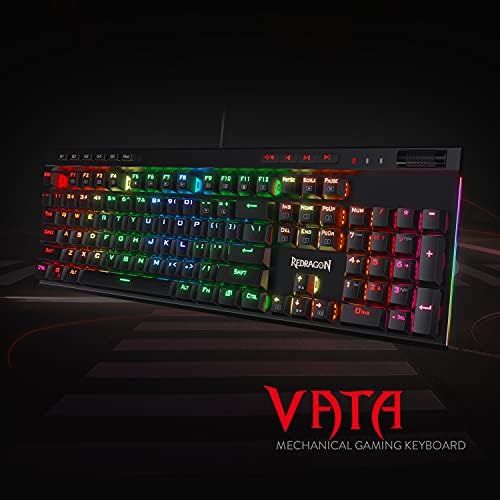  Redragon K580 VATA RGB LED Backlit Mechanical Gaming Keyboard with Macro Keys & Dedicated Media Controls, Onboard Macro Recording (Blue Switches)