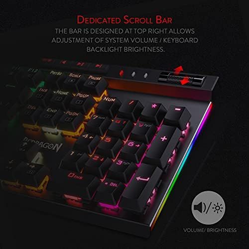  Redragon K580 VATA RGB LED Backlit Mechanical Gaming Keyboard with Macro Keys & Dedicated Media Controls, Onboard Macro Recording (Blue Switches)