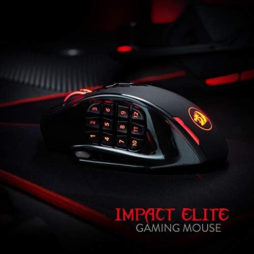  Redragon M913 Impact Elite Wireless Gaming Mouse, 16000 DPI Wired/Wireless RGB Gamer Mouse with 16 Programmable Buttons, 45 Hr Battery and Pro Optical Sensor, 12 Side Buttons MMO M