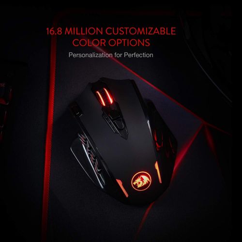  Redragon M913 Impact Elite Wireless Gaming Mouse, 16000 DPI Wired/Wireless RGB Gamer Mouse with 16 Programmable Buttons, 45 Hr Battery and Pro Optical Sensor, 12 Side Buttons MMO M