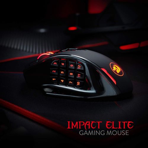  Redragon M913 Impact Elite Wireless Gaming Mouse, 16000 DPI Wired/Wireless RGB Gamer Mouse with 16 Programmable Buttons, 45 Hr Battery and Pro Optical Sensor, 12 Side Buttons MMO M