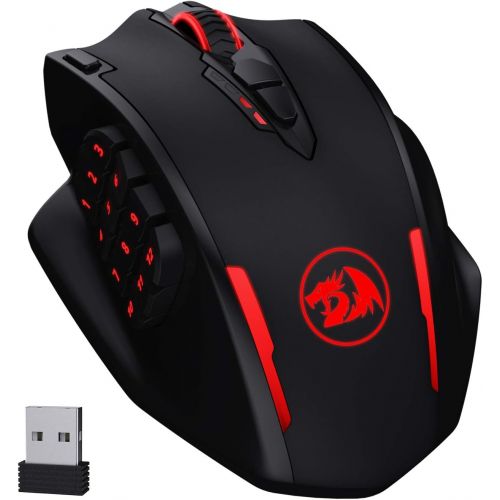  Redragon M913 Impact Elite Wireless Gaming Mouse, 16000 DPI Wired/Wireless RGB Gamer Mouse with 16 Programmable Buttons, 45 Hr Battery and Pro Optical Sensor, 12 Side Buttons MMO M