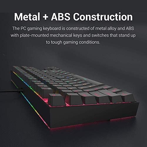  Redragon K552 Mechanical Gaming Keyboard 60% Compact 87 Key Kumara Wired Cherry MX Blue Switches Equivalent for Windows PC Gamers (RGB Backlit Black)