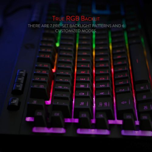  Redragon K512 Shiva RGB Backlit Membrane Gaming Keyboard with Multimedia Keys, Linear Mechanical-Feel Switch, 6 Extra On-Board Macro Keys, Dedicated Media Control, Detachable Wrist