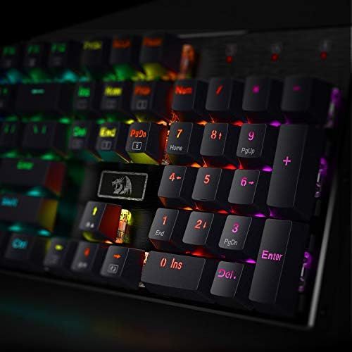  Redragon K556 RGB LED Backlit Wired Mechanical Gaming Keyboard, Aluminum Base, 104 Standard Keys