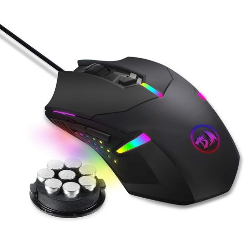  Redragon M601 RGB Gaming Mouse Backlit Wired Ergonomic 7 Button Programmable Mouse Centrophorus with Macro Recording & Weight Tuning Set 7200 DPI for Windows PC (Black)