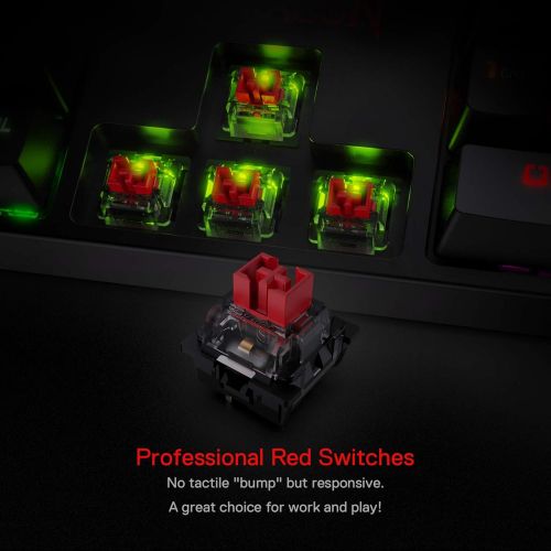  Redragon K582 SURARA RGB LED Backlit Mechanical Gaming Keyboard with 104 Keys-Linear and Quiet-Red Switches