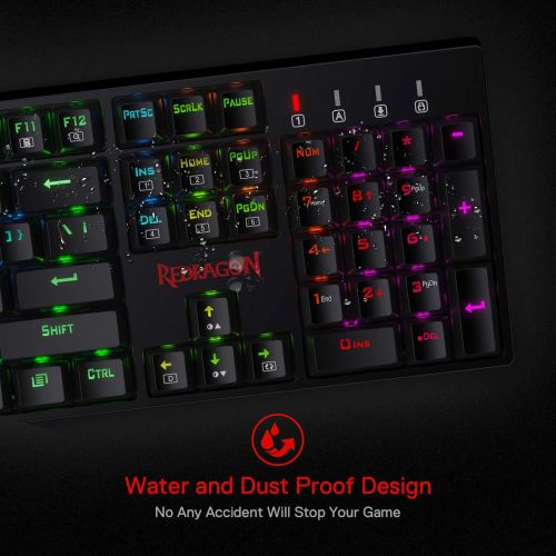  Redragon K582 SURARA RGB LED Backlit Mechanical Gaming Keyboard with 104 Keys-Linear and Quiet-Red Switches