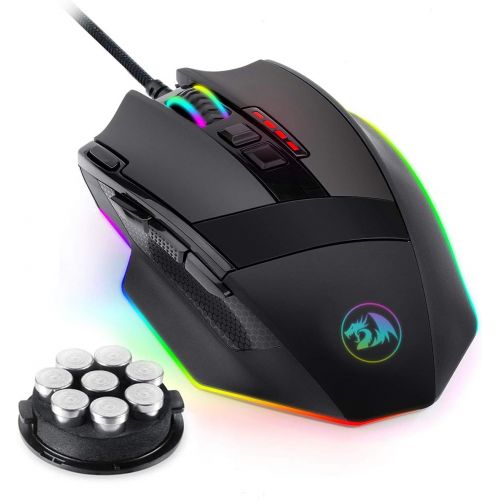  Redragon M801 Gaming Mouse RGB MMO 9 Programmable Buttons Mouse with Macro Recording Rapid Fire Button 16000 DPI for Windows PC (Wired, Black)