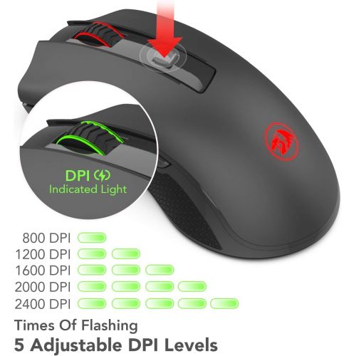  Redragon M652-BA Wireless Gaming Mouse and Mouse Pad Set, 2.4G Wireless Optical Mouse with 2400 DPI and Mouse Pad Combo for Notebook, PC, Laptop, Computer, Mac