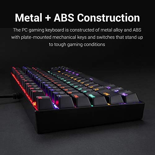  Redragon K552 Mechanical Gaming Keyboard RGB LED Rainbow Backlit Wired Keyboard with Red Switches for Windows Gaming PC (87 Keys, Black)