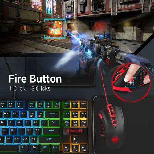  Redragon M901 Wired Gaming Mouse MMO RGB LED Backlit Mice 12400 DPI Perdition with 18 Programmable Buttons Weight Tuning for Windows PC Gaming (Black)