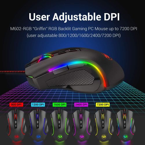  Redragon K551-RGB-BA Mechanical Gaming Keyboard and Mouse Combo Wired RGB LED Backlit 104 Key Keyboard & 7200 DPI Mouse for Windows PC Gamers (104 Key Keyboard Mouse Set)