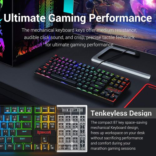  Redragon K552-RGB-BA Mechanical Gaming Keyboard and Mouse Combo Wired RGB LED Backlit 60% with Arrow Key Keyboard & 7200 DPI Mouse for Windows PC Gamers (Tenkeyless Keyboard Mouse