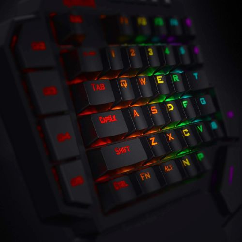  Redragon K585 DITI One-Handed RGB Mechanical Gaming Keyboard, Type-C Professional Gaming Keypad with 7 Onboard Macro Keys, Detachable Wrist Rest, 42 Keys (Black-Blue Switch)