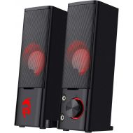 [아마존베스트]Redragon GS550 ORPHEUS PC Gaming Speakers, 2.0 Channel Stereo Desktop Computer Sound Bar with Compact Maneuverable Size, Headphone Jack, Quality Bass and Decent Red Backlit, USB Po