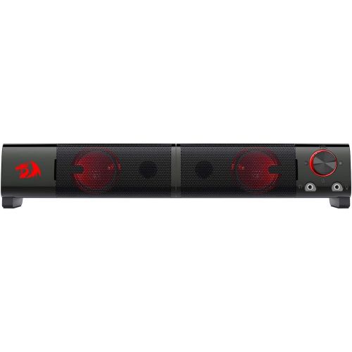  [아마존베스트]Redragon GS550 ORPHEUS PC Gaming Speakers, 2.0 Channel Stereo Desktop Computer Sound Bar with Compact Maneuverable Size, Headphone Jack, Quality Bass and Decent Red Backlit, USB Po