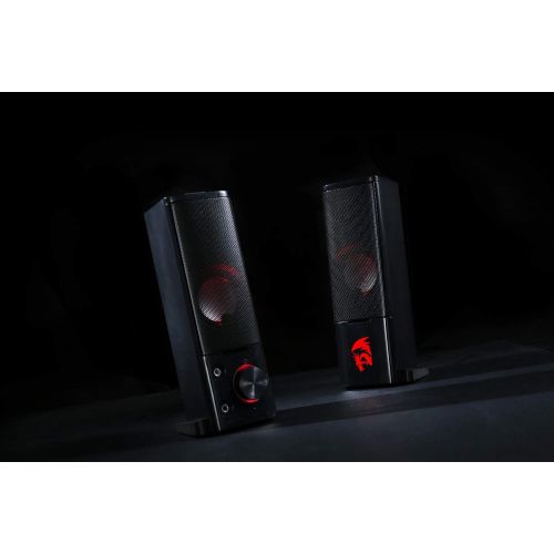  [아마존베스트]Redragon GS550 ORPHEUS PC Gaming Speakers, 2.0 Channel Stereo Desktop Computer Sound Bar with Compact Maneuverable Size, Headphone Jack, Quality Bass and Decent Red Backlit, USB Po