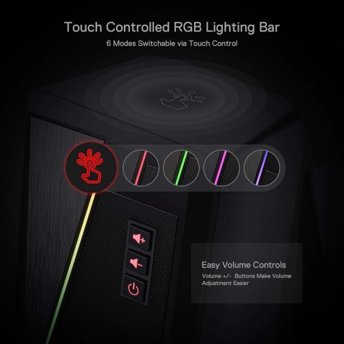  [아마존베스트]Redragon GS520 Anvil RGB Desktop Speakers, 2.0 Channel PC Computer Stereo Speaker with 6 Colorful LED Modes, Enhanced Bass and Easy-Access Volume Control, USB Powered w/ 3.5mm Cabl