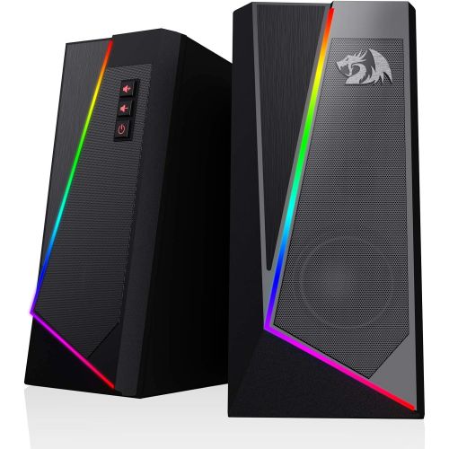  [아마존베스트]Redragon GS520 Anvil RGB Desktop Speakers, 2.0 Channel PC Computer Stereo Speaker with 6 Colorful LED Modes, Enhanced Bass and Easy-Access Volume Control, USB Powered w/ 3.5mm Cabl