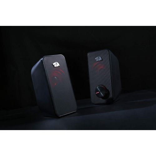  [아마존베스트]Redragon GS500 Stentor PC Gaming Speaker, 2.0 Channel Stereo Desktop Computer Speaker with Red Backlight, Quality Bass and Crystal Clear Sound, USB Powered with a 3.5mm Connector