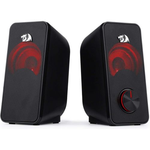  [아마존베스트]Redragon GS500 Stentor PC Gaming Speaker, 2.0 Channel Stereo Desktop Computer Speaker with Red Backlight, Quality Bass and Crystal Clear Sound, USB Powered with a 3.5mm Connector