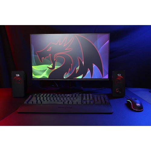  [아마존베스트]Redragon GS500 Stentor PC Gaming Speaker, 2.0 Channel Stereo Desktop Computer Speaker with Red Backlight, Quality Bass and Crystal Clear Sound, USB Powered with a 3.5mm Connector