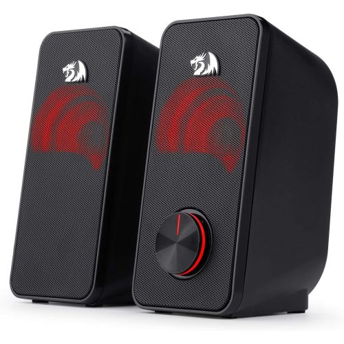  [아마존베스트]Redragon GS500 Stentor PC Gaming Speaker, 2.0 Channel Stereo Desktop Computer Speaker with Red Backlight, Quality Bass and Crystal Clear Sound, USB Powered with a 3.5mm Connector