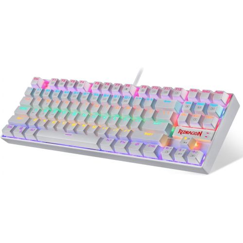  [아마존베스트]Redragon K552 Mechanical Gaming Keyboard RGB LED Rainbow Backlit Wired Keyboard with Red Switches for Windows Gaming PC (87 Keys, White)