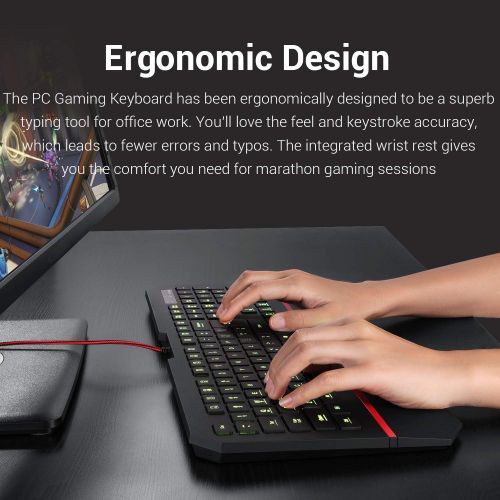 [아마존베스트]Redragon K502 RGB Gaming Keyboard RGB LED Backlit Illuminated 104 Key Silent Keyboard with Wrist Rest for Windows PC Games (RGB Backlit)