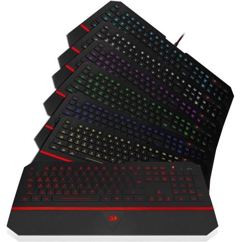  [아마존베스트]Redragon K502 RGB Gaming Keyboard RGB LED Backlit Illuminated 104 Key Silent Keyboard with Wrist Rest for Windows PC Games (RGB Backlit)
