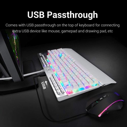  [아마존베스트]Redragon K550 Mechanical Gaming Keyboard, RGB LED Backlit with Brown Switches, Macro Recording, Wrist Rest, Volume Control, Full Size, Yama, USB Passthrough for Windows PC Gamer (W