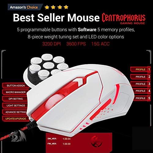  [아마존베스트]Redragon S101 Wired RGB Backlit Gaming Keyboard and Mouse, Gaming Mouse Pad, Gaming Headset Combo All in ONE PC Gamer Bundle for Windows PC  (White)