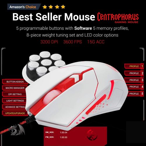  [아마존베스트]Redragon S101 Wired RGB Backlit Gaming Keyboard and Mouse, Gaming Mouse Pad, Gaming Headset Combo All in ONE PC Gamer Bundle for Windows PC  (White)