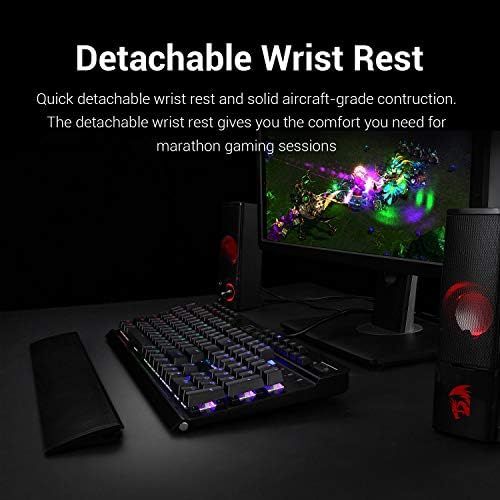  [아마존베스트]Redragon K550 Mechanical Gaming Keyboard, RGB LED Backlit with Brown Switches, Macro Recording, Wrist Rest, Volume Control, Full Size, Yama, USB Passthrough for Windows PC Gamer (B