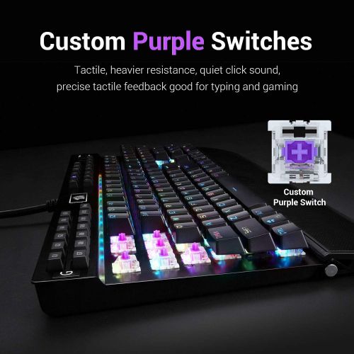  [아마존베스트]Redragon K550 Mechanical Gaming Keyboard, RGB LED Backlit with Brown Switches, Macro Recording, Wrist Rest, Volume Control, Full Size, Yama, USB Passthrough for Windows PC Gamer (B