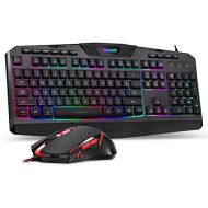 [아마존베스트]Redragon S101 Wired Gaming Keyboard and Mouse Combo RGB Backlit Gaming Keyboard with Multimedia Keys Wrist Rest and Red Backlit Gaming Mouse 3200 DPI for Windows PC Gamers (Black)