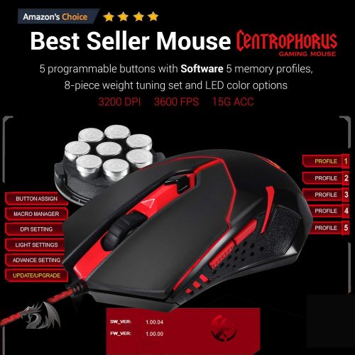  [아마존베스트]Redragon S101 Wired RGB Backlit Gaming Keyboard and Mouse, Gaming Mouse Pad, Gaming Headset Combo All in 1 PC Gamer Bundle for Windows PC  (Black)