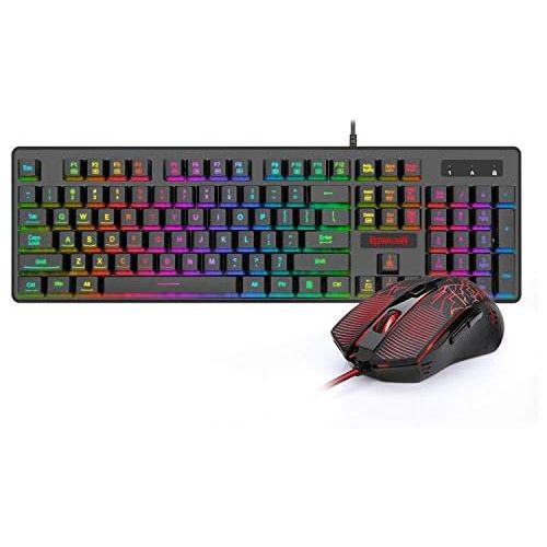  [아마존베스트]Redragon S107-BA Gaming Keyboard and Mouse Combo Wired Mechanical Feel RGB LED Backlit Keyboard 3200 DPI Gaming Mouse for Windows PC (Keyboard Mouse Combo)