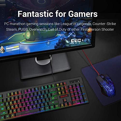  [아마존베스트]Redragon S107-BA Gaming Keyboard and Mouse Combo Wired Mechanical Feel RGB LED Backlit Keyboard 3200 DPI Gaming Mouse for Windows PC (Keyboard Mouse Combo)