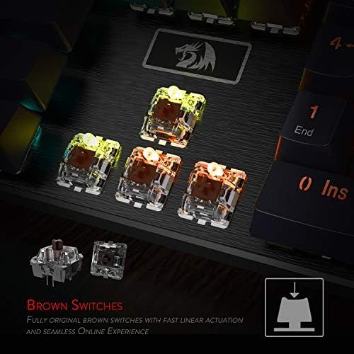  [아마존베스트]Redragon K556 RGB LED Backlit Wired Mechanical Gaming Keyboard, Aluminum Base, 104 Standard Keys