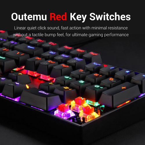  [아마존베스트]Redragon K551 Mechanical Gaming Keyboard RGB LED Rainbow Backlit Wired Keyboard with Red Switches for Windows Gaming PC (104 Keys, Black)