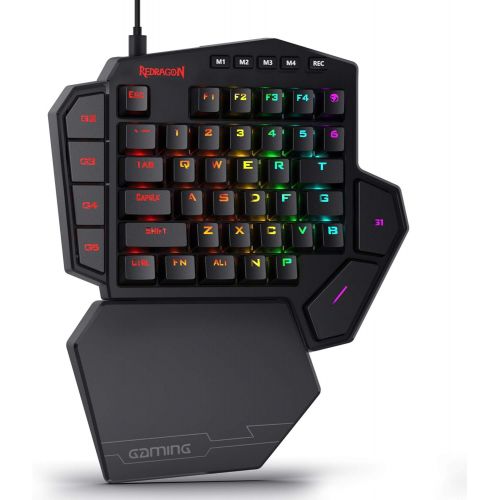  [아마존베스트]Redragon K585 DITI One-Handed RGB Mechanical Gaming Keyboard, Blue Switches, Type-C Professional Gaming Keypad with 7 Onboard Macro Keys, Detachable Wrist Rest, 42 Keys